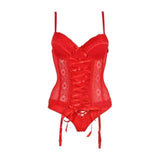 Structured Corset-Style Top-Red-4