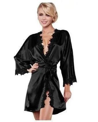 Lingerie Women Lace Sleep Dress Babydoll Nightdress-Black-2