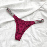 Sexy Low-rise T Pants Narrow Edge Water Diamond Underwear-wine red-4