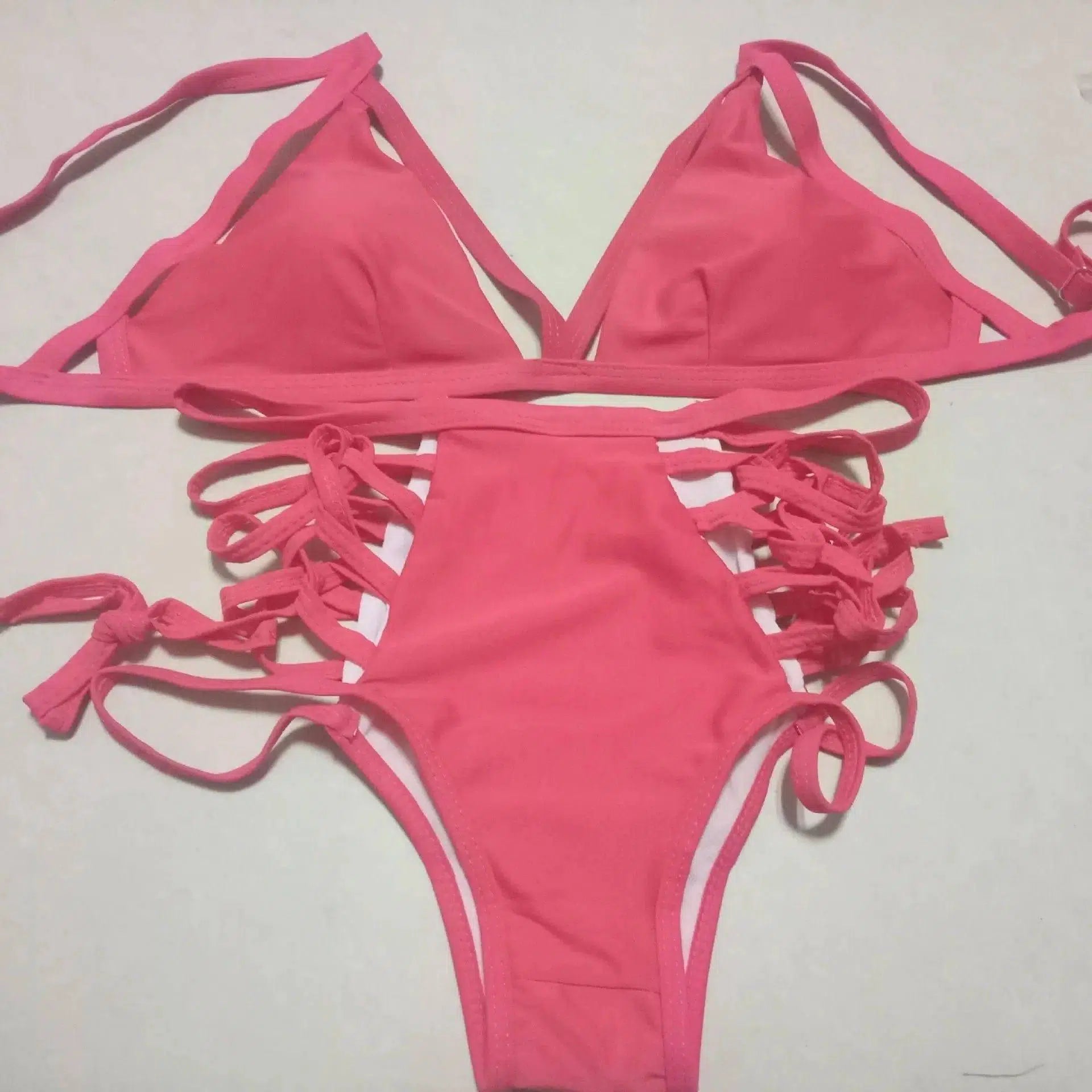 Sexy strap bikini split swimsuit-WatermelonRed-5