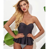 Sexy Triangle Tube Top Pleated Skirt Split Swimsuit Women-2