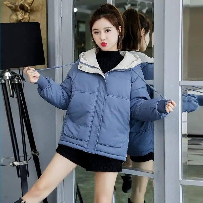 Short Down Coat Loose Korean Style-Blue-1