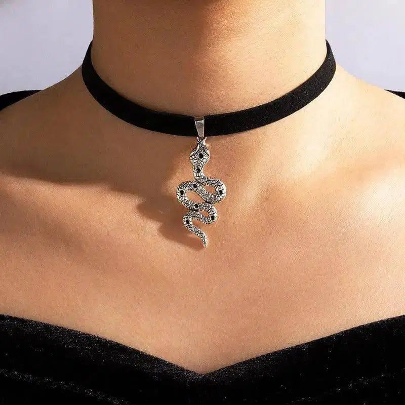 Snake Cobra Chokers Witchy Gothic Grunge Collar Velvet-1