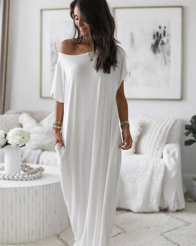 Solid Color Homewear Long Dress-3