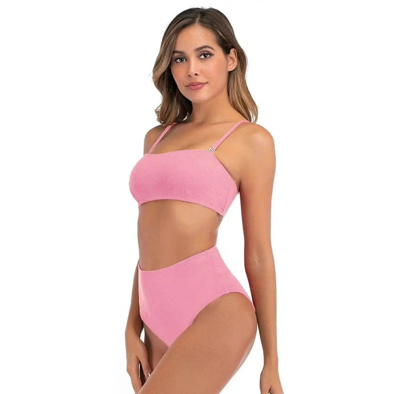 Split Swimsuit Women Bikini European And American High-LightPink-3