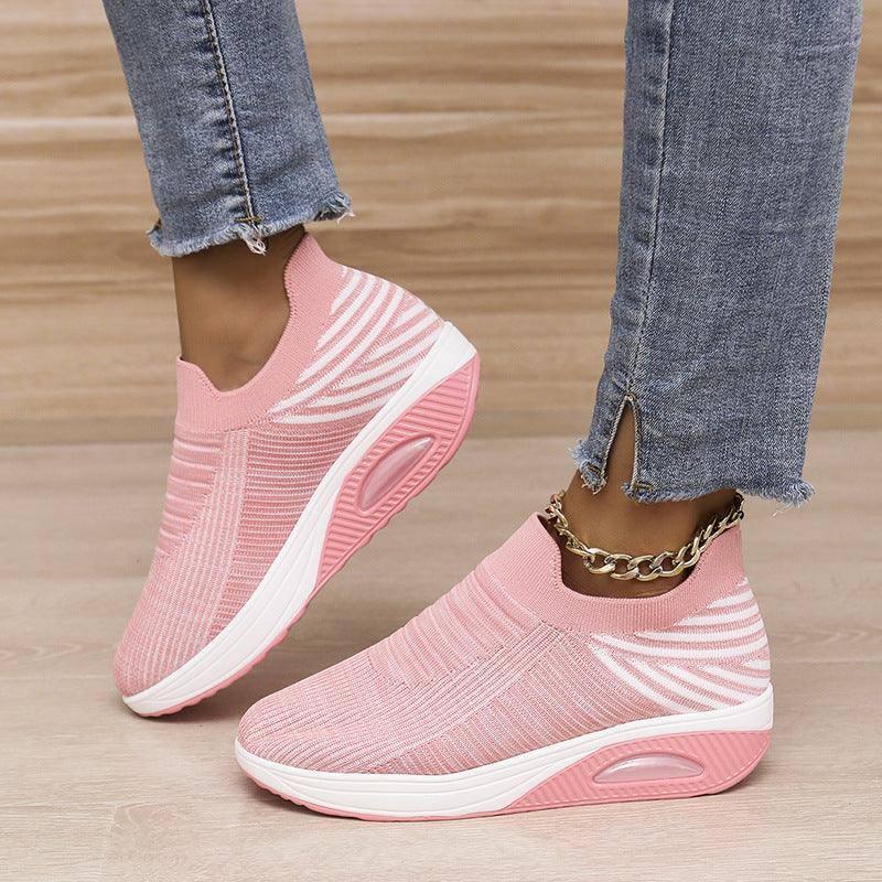 Stripe Design Mesh Shoes Fashion Slip On Air Cushion Shoes-1