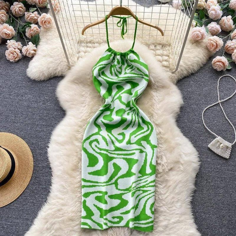 Chic Backless Knitted Dress for Every Occasion-green-6