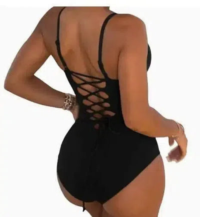 Summer Bikini Backless String Large Size Solid Color-3