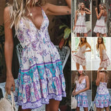 Summer Boho Sexy Chiffion Mini Dress 2019 Fashion Women Deep-4