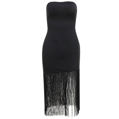 Summer Chic: New Tassel Strapless Split Dress for Women-6