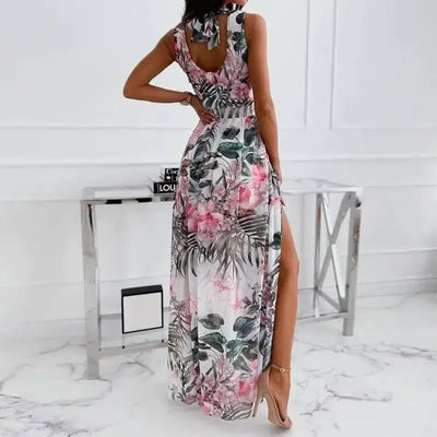 Summer Chiffon Print Lace-up Dress Sleeveless Women's-5