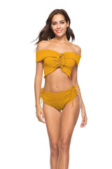 Summer new sexy cross strap two-piece bikini-Yellow-3