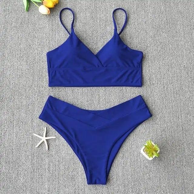 Swim Suit Swimsuit Women Two Piece Swimwear Beach Bikini 27-RoyalBlue-4