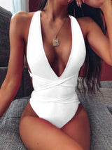 Swimsuit Women Push Up Lace Tie Bodysuit Brazil Deep V Neck-2