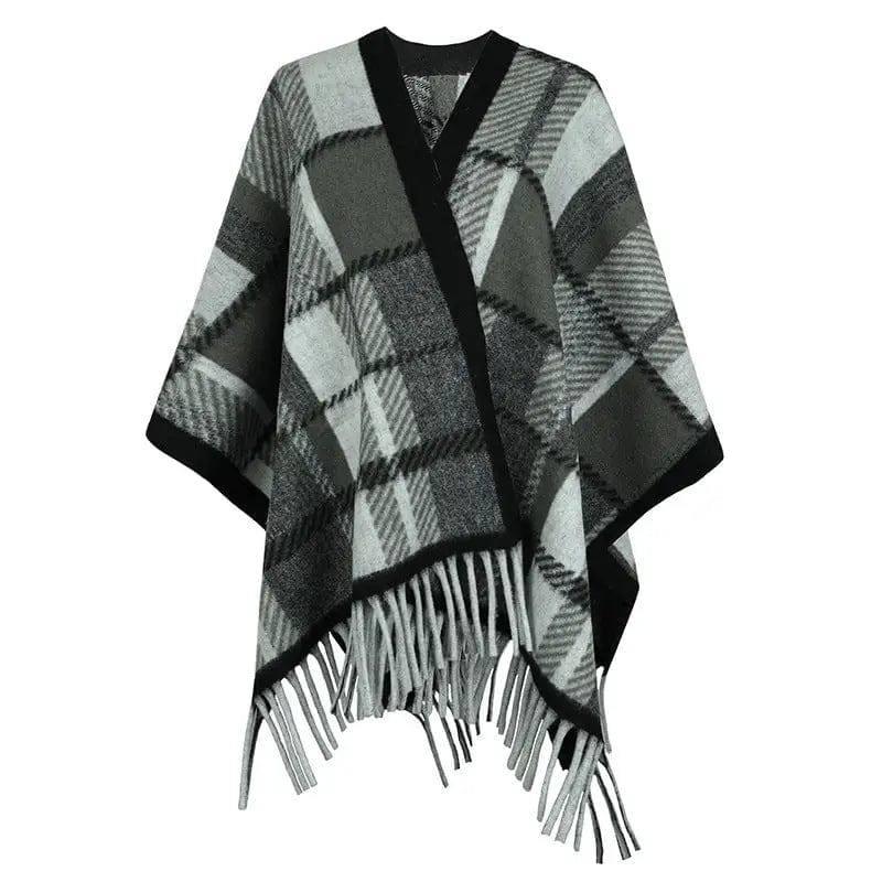 Tassel Cape And Shawl Female-Gray-6