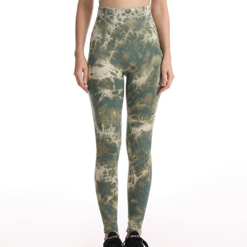 Tie Dye Leggings Women Fitness Yoga Pants Seamless Push Up-Dark green-13