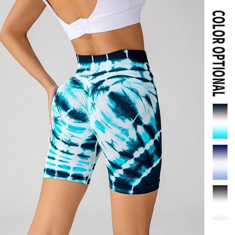 Tie-dye Printed Yoga Shorts Fashion Seamless High-waisted-8