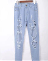 LOVEMI - Trendy hole straight jeans