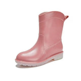 Waterproof Rubber Shoes Wear-resistant Mid-tube-Pink-8