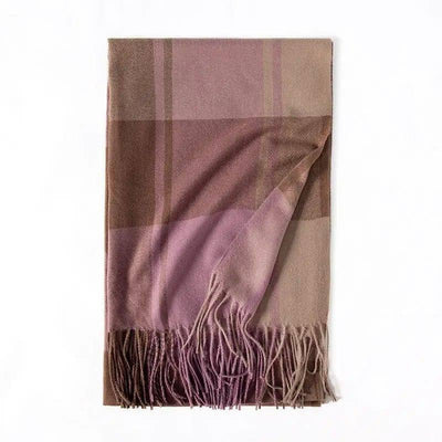 Winter Scarf Women Shawl Thickening Warm Fringe-Purple-4