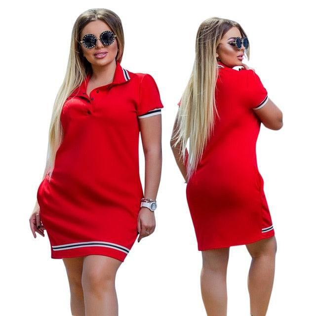 Stylish Women Polo Dress in 6XL Size-Red-8