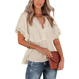 Women's Chiffon Shirt Loose Slimming Waist-tight Elegant-Khaki-5