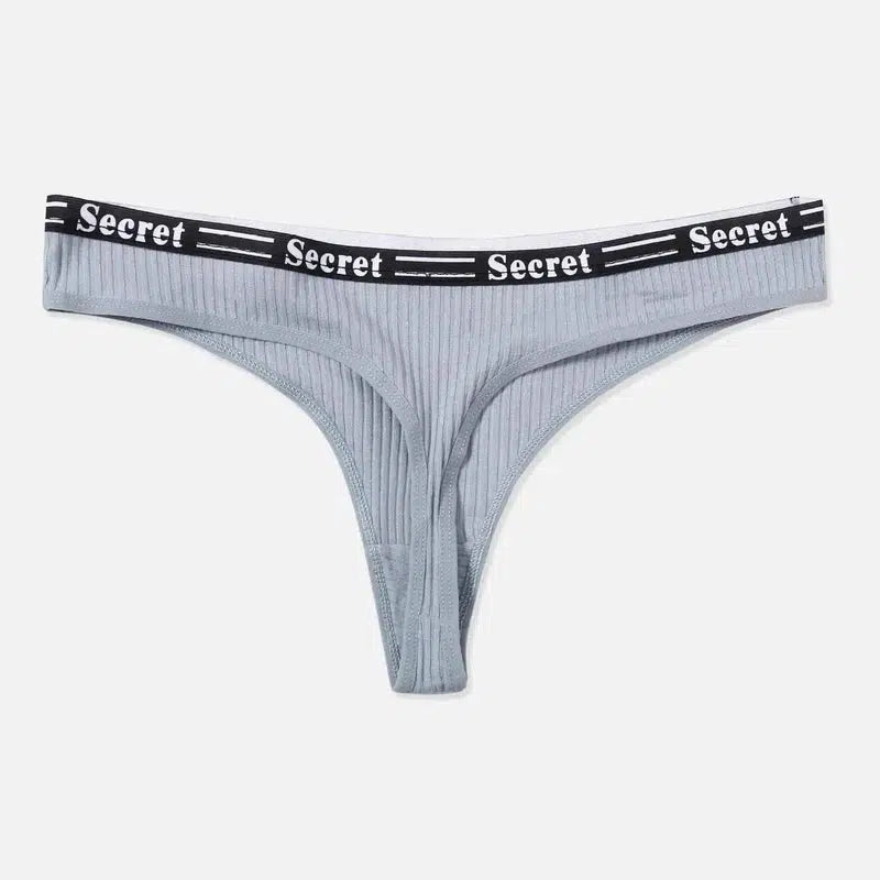 Women's Cotton Panties Thong Panties-Gray blue-2