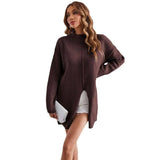 Women's Fashion Casual Pure Color Half Collar Pullover-2