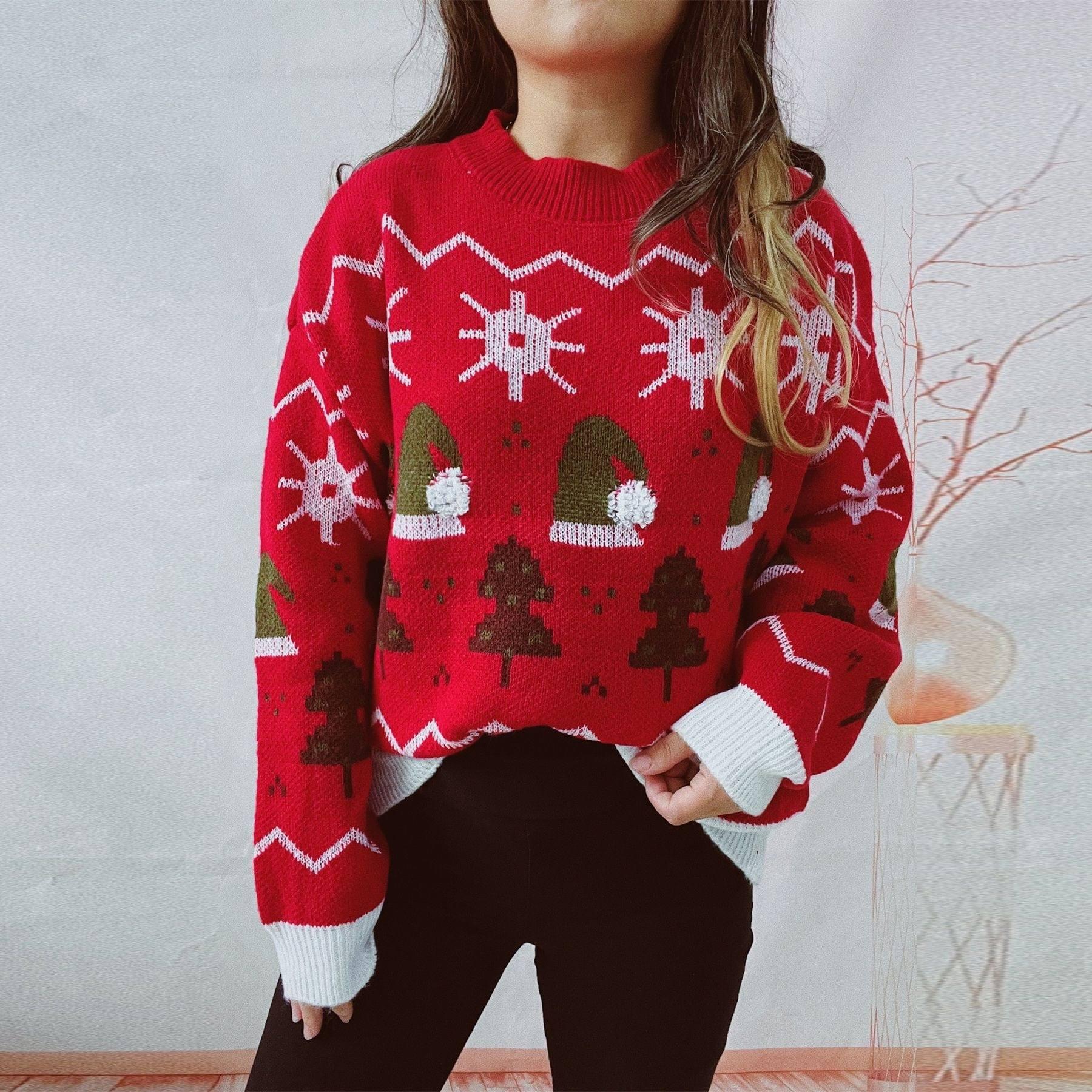 Women's Fashion Christmas Round Neck Long Sleeve Sweater-3