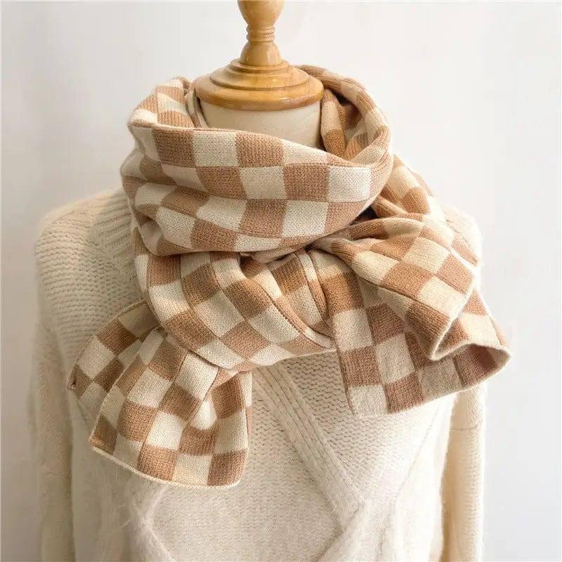 Women's Fashion Plaid Versatile Warm Scarf-Khaki-1