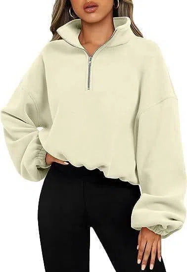 Women's Fashion Polar Fleece Jacket-Ivory White-3