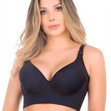 Women's Glossy Seamless Lingerie Memory Underwire Bra-Black-1