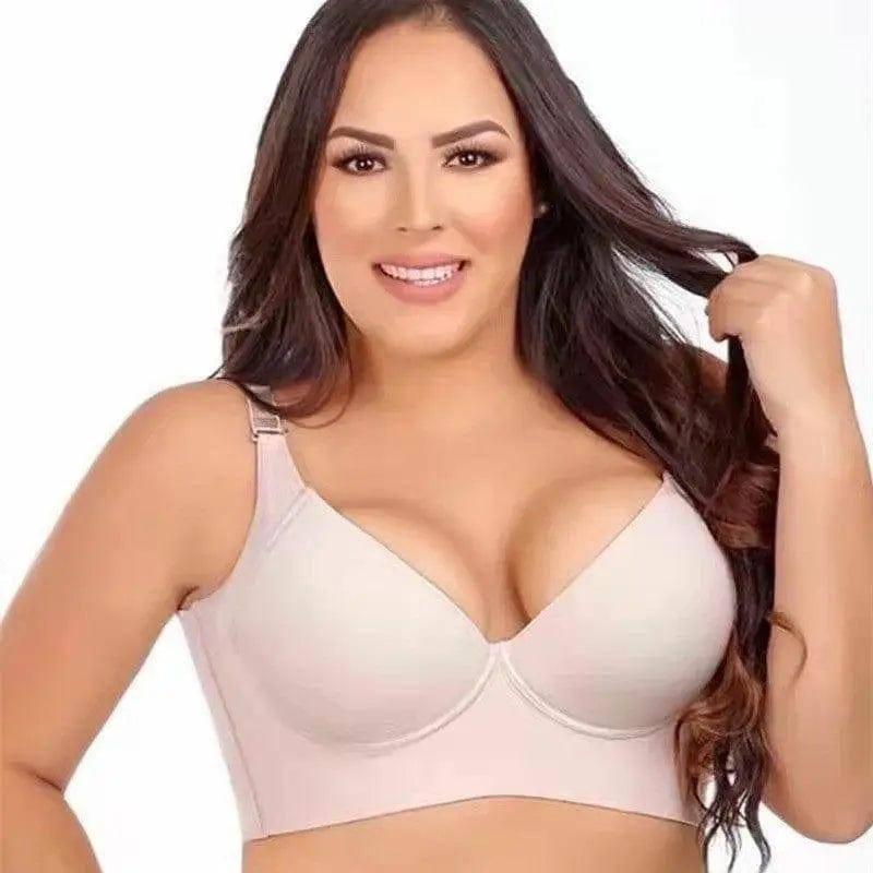 Women's Glossy Seamless Lingerie Memory Underwire Bra-Skin-3