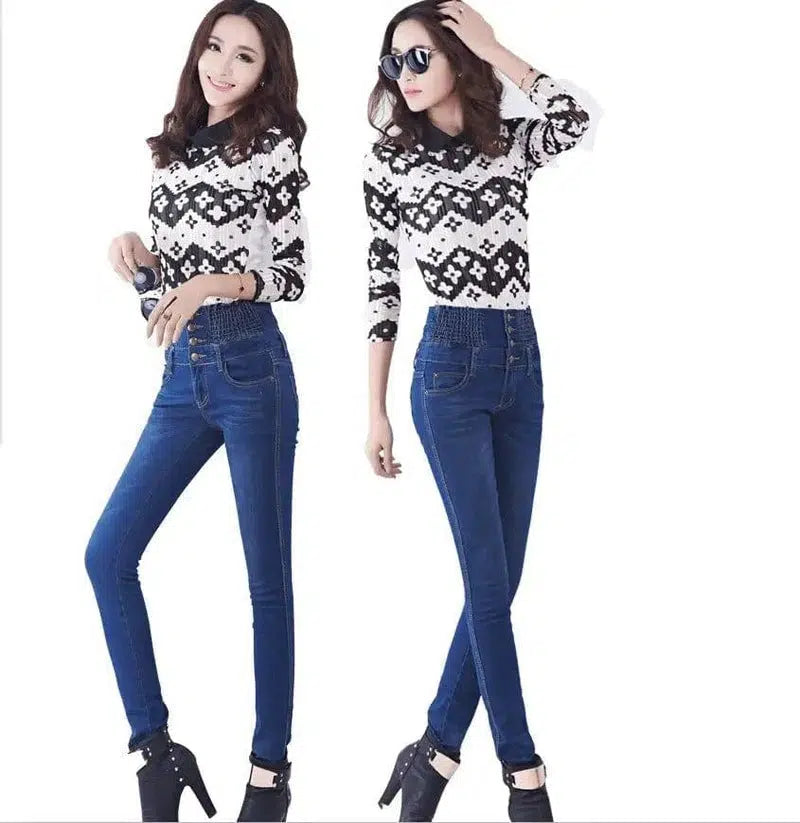 Women's high-rise jeans-Blue-4