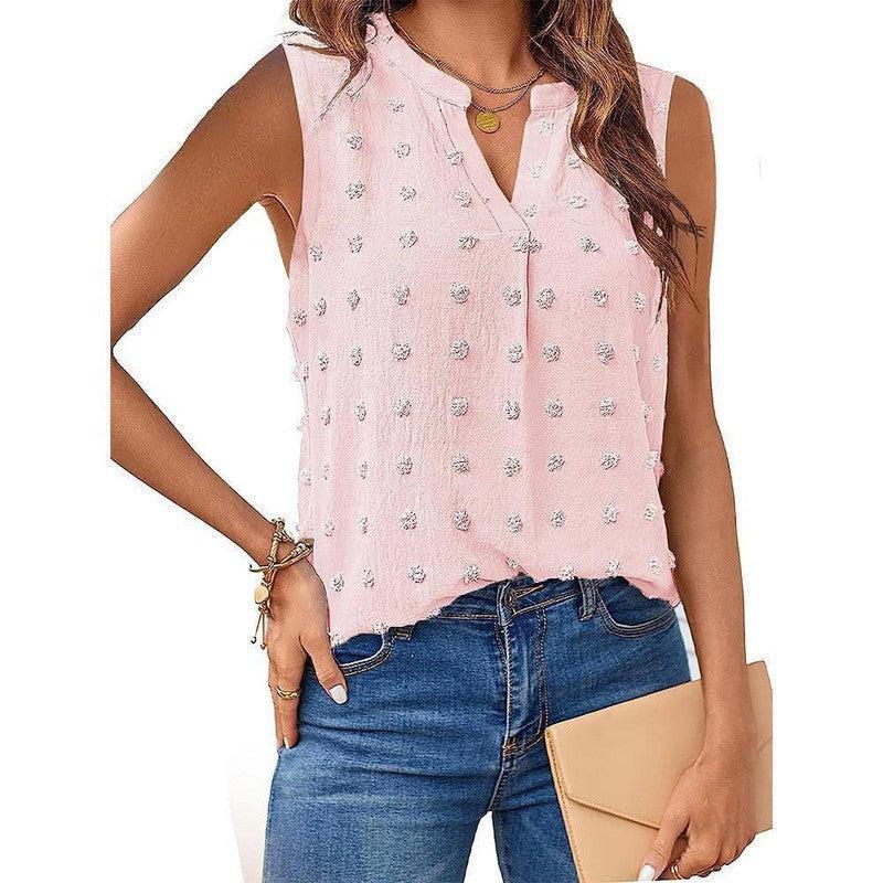 Women's Jacquard Sleeveless V-neck Vest-4