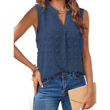 Women's Jacquard Sleeveless V-neck Vest-Navy Blue-8