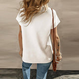 Women's Solid Color Short-sleeved T-shirt-4