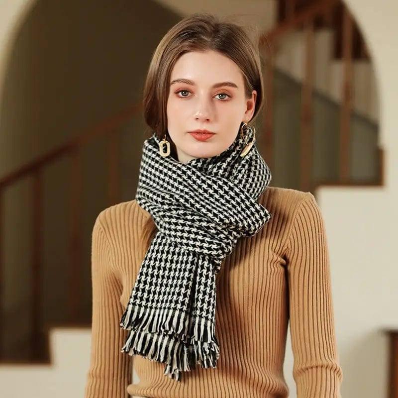 Women's Warm Thickened Diamond Check Printed Scarf-2