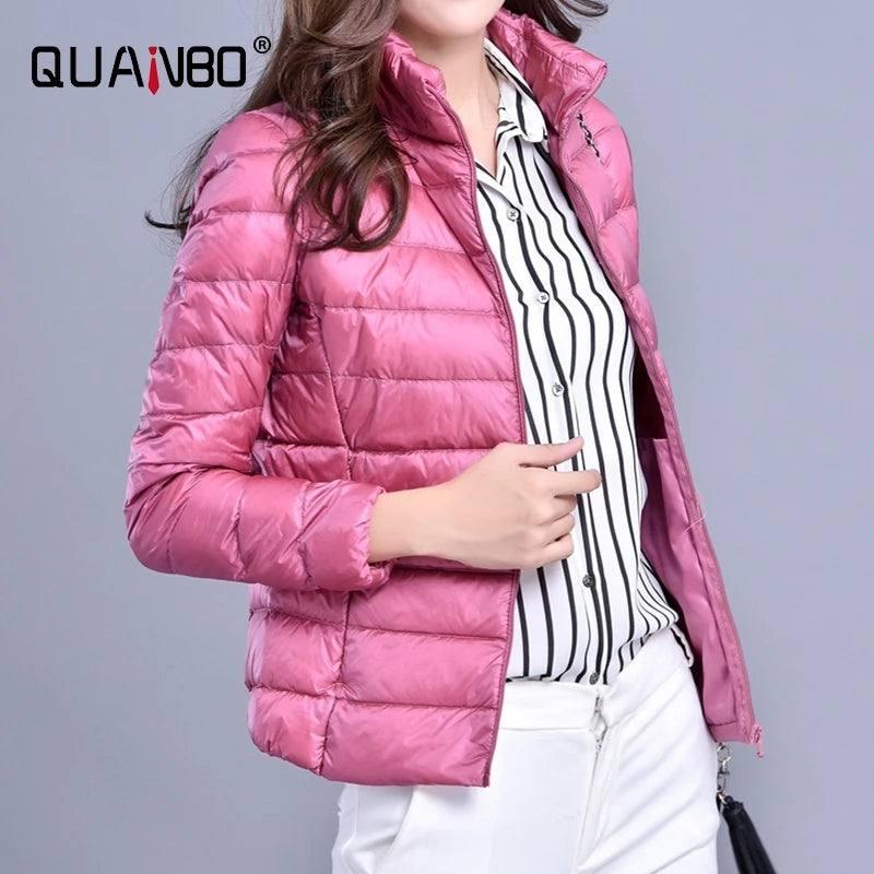 Women Spring Jacket Fashion Short Ultra Lightweight Packable-Leatherpink-13