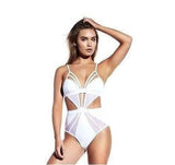 Women Summer Swimsuits Sleeveless One Piece Swimsuit-White-2