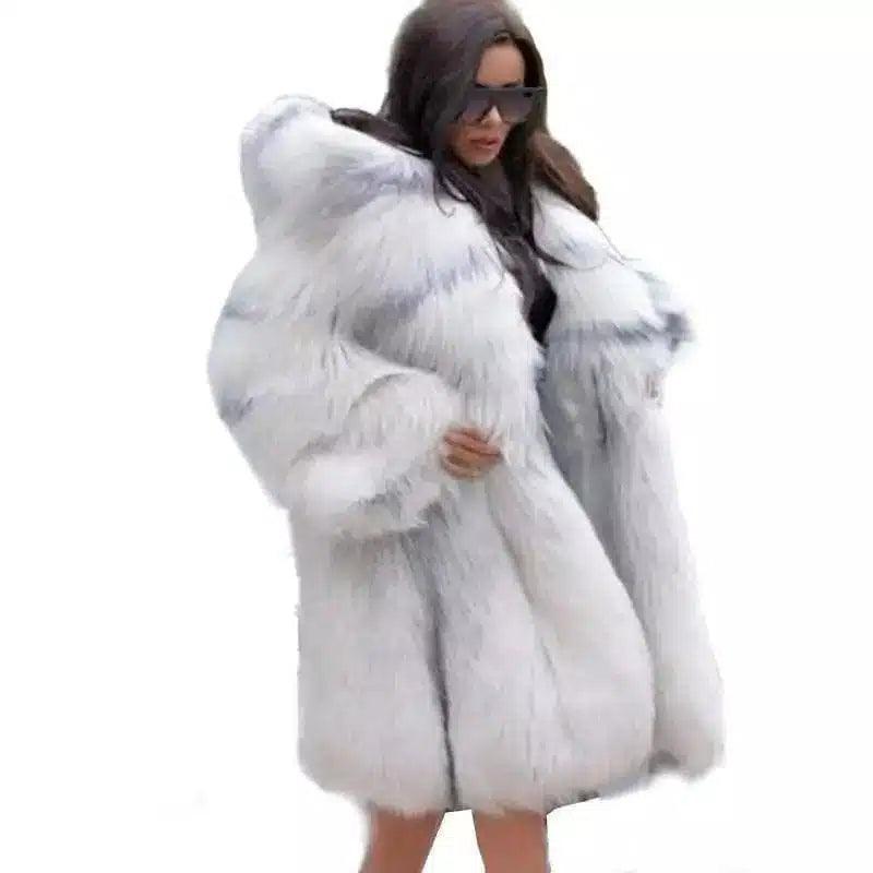 LOVEMI - Lovemi - Women's hooded long fashionable fur coat