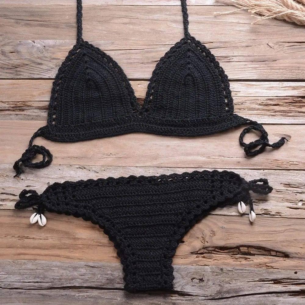 Woven Beach Women'S Split Bikini Swimsuit-Black-7