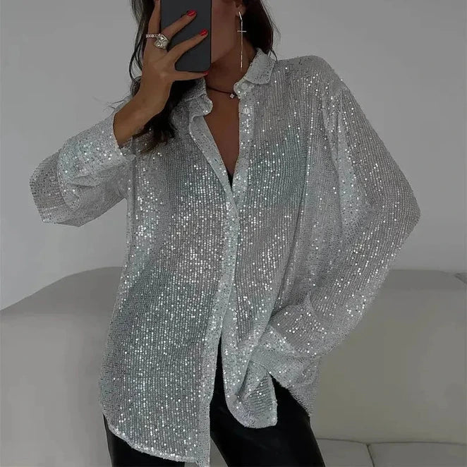 Long-Sleeved Sequin Shirt